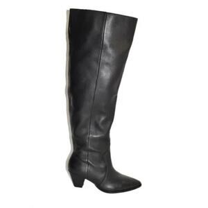 NEW Vince Camuto Sewinny Knee-High Wide-calf Heel Boots Black leather size 8W XC